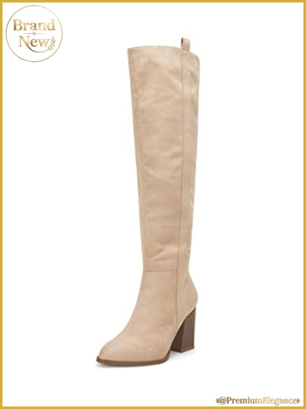 Faux Suede Knee High Chunky Heel Stretch Winter Boots Pointed Toe